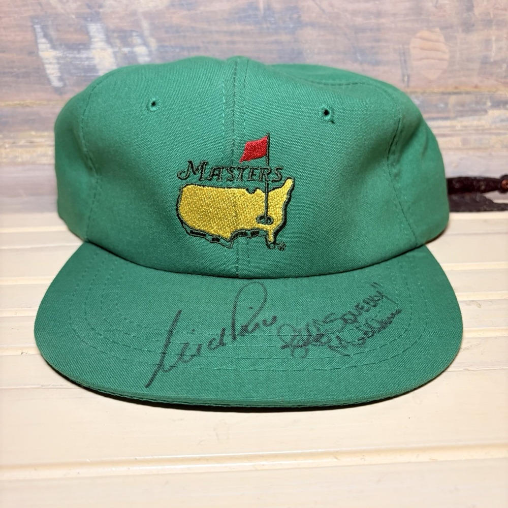 Vtg Masters Hat Nick Price & Jeff Squeaky Medlen Dual Signed 2001 Golf Caddie
